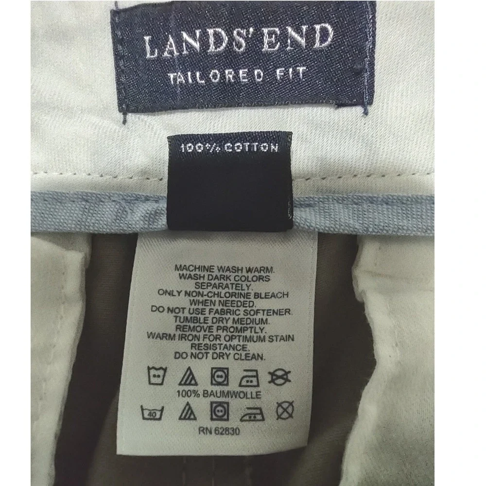 Lands' End Pants Men's Size 33‎ Khaki Pants Tailored Fit Dark Beige 4 Pockets